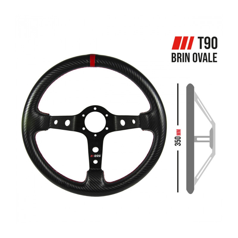 Volante RRS CARBON LOOK de 3 radios color negro medida 350 x 90 mm Volante RRS CARBON LOOK de 3 radios color negro medida 350 x 90 mm