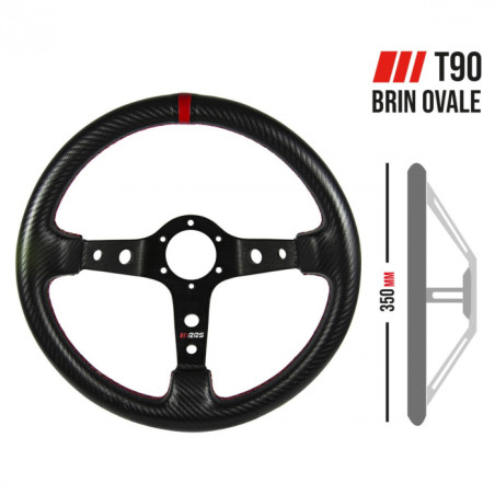 Volante RRS CARBON LOOK de 3 radios color negro medida 350 x 90 mm