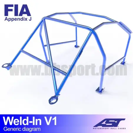 Arco de Seguridad TOYOTA Yaris (XP10) 3-door Hatchback WELD IN V1 AST Roll cages