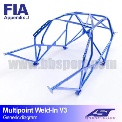 Arco de Seguridad VW Golf (Mk1) 3-doors Hatchback MULTIPOINT WELD IN V3 AST Roll cages