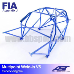 Arco de Seguridad FORD Fiesta (Mk3) (GFJ) 3-doors Hatchback MULTIPOINT WELD IN V5 AST Roll cages