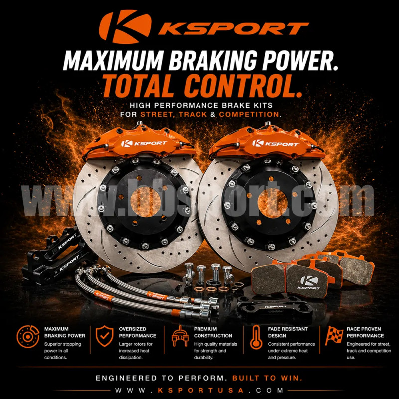 Kit frenos KSport para ejes delantero y trasero con pinzas forajadas multipistones de 286 a 444 mmntero 421 mm
