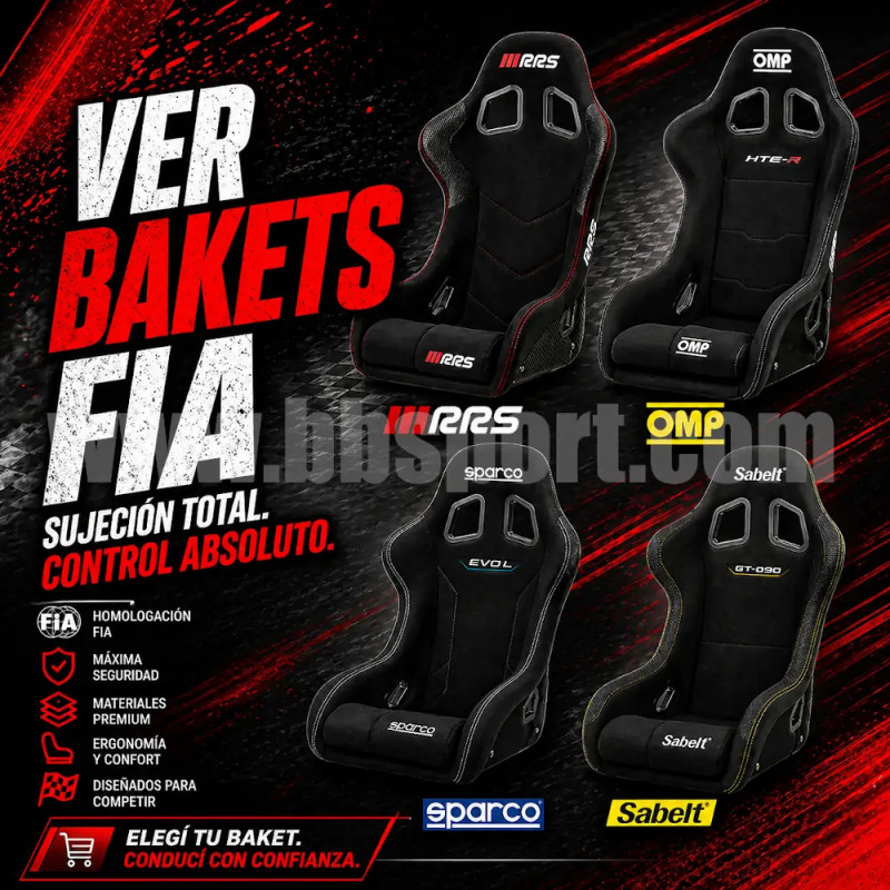 Asientos bakets homologados FIA para carreras, OMP, RRS, Sparco, Sabelt, Recaro, Bride