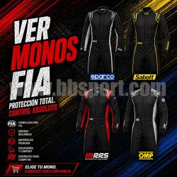 Monos homologados FIA para automovilismo RRS, Sabelt, OMP, Sparco