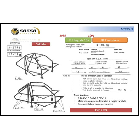 Jaula antivuelco Sassa Lancia Delta HF Integrale, HF Evoluzione 625FICHE