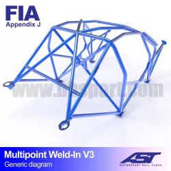 Arco de Seguridad SIMCA 1000 4-door Sedan MULTIPOINT WELD IN V3 AST Roll cages