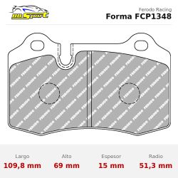 Set pastillas Ferodo Racing FCP1348 eje delantero y trasero para Ferrari 360/F430, Chevrolet Camaro y Citroën C2/DS3