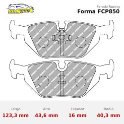 Set pastillas Ferodo Racing FCP850 eje trasero para BMW Serie 3 E36/Serie 5 E39…, Citroën Evasion/Synergie y Lancia Zeta