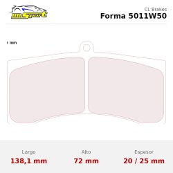 Set pastillas CL Brakes 5011W50T20 eje delantero para Ferrari 360 y Ferrari 360 Challenge