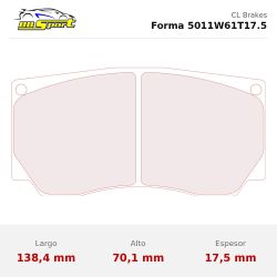 Set pastillas CL Brakes 5011W61T17.5 eje delantero y trasero para Mitsubishi Lancer EVO 10… y Fiat Grande Punto 199…