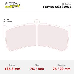 Set pastillas CL Brakes 5018W51T29 eje delantero y trasero para Chevrolet Corvette C7, Ginetta LMP3 y Porsche 911 997
