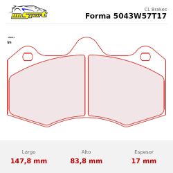 Set pastillas CL Brakes 5043W57T17 eje delantero para McLaren 570S/650S/675LT/MP4, Aston Martin Vanquish y Seat Leon