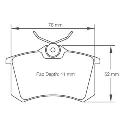 Dibujo oficial de la pastilla Pagid Racing 1158 (78 × 52 mm, 15 mm de grosor)