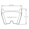 Dibujo oficial de la pastilla Pagid Racing 2931 (97,60 × 74 mm, 16,50 mm de grosor)