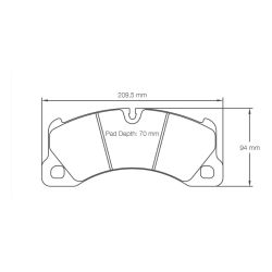Dibujo oficial de la pastilla Pagid Racing 4917 (209,50 × 94 mm, 16 mm de grosor)