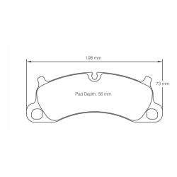 Dibujo oficial de la pastilla Pagid Racing 4922 (198 × 73 mm, 17,30 mm de grosor)