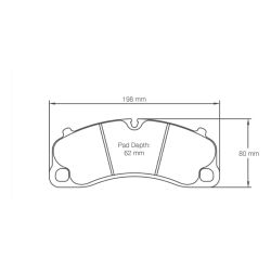 Dibujo oficial de la pastilla Pagid Racing 4924 (198 × 80 mm, 16,60 mm de grosor)