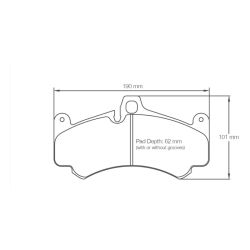 Dibujo oficial de la pastilla Pagid Racing 8003 (190 × 101 mm, 17,50 mm de grosor)