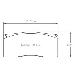 Dibujo oficial de la pastilla Pagid Racing 8312 (131,60 × 62 mm, 25 mm de grosor)