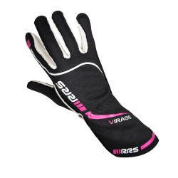 Guantes ignífugos RRS Virage 3 negro con logo rosa FIA 8856-2018