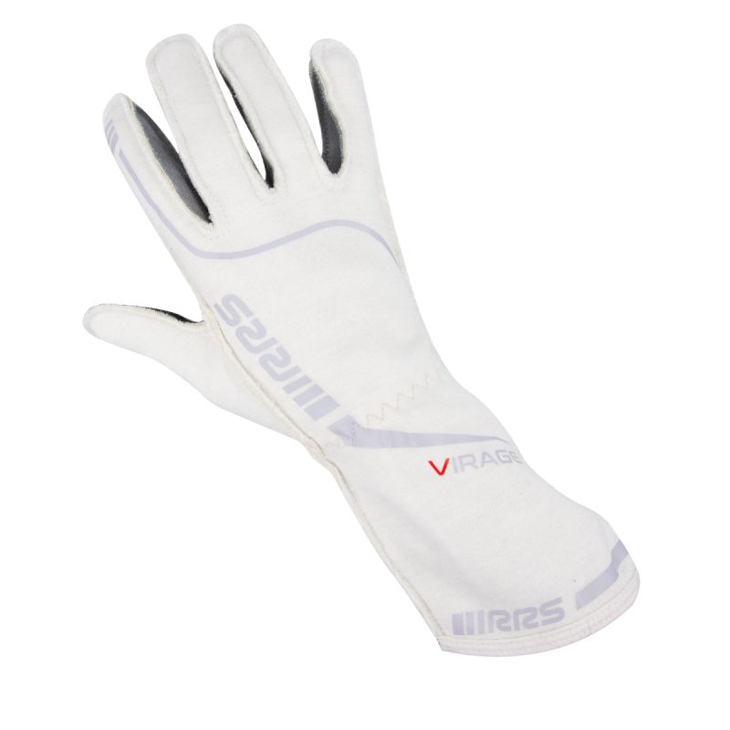 Guantes ignífugos RRS Virage 3 blanco con logo gris FIA 8856-2018