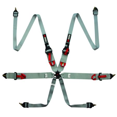 Arnés FIA RRS R6 HANS de 6 puntos gris 2,8 kg FIA 8853-2016