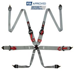 Arnés FIA RRS R6 HANS de 6 puntos gris 2,8 kg FIA 8853-2016