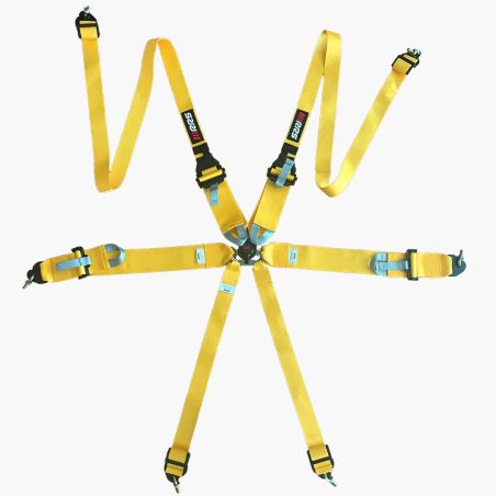 Arnés FIA RRS R6 HANS de 6 puntos amarillo 2,8 kg FIA 8853-2016
