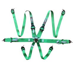 Arnés FIA RRS R6 HANS de 6 puntos verde 2,8 kg FIA 8853-2016
