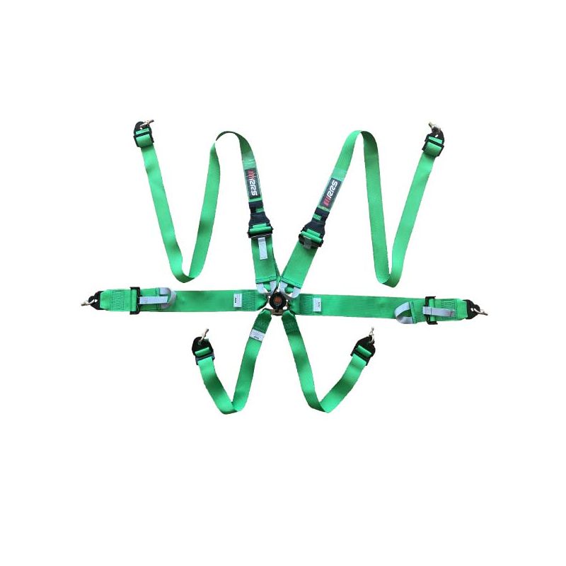 Arnés FIA RRS R6 HANS de 6 puntos verde 2,8 kg FIA 8853-2016