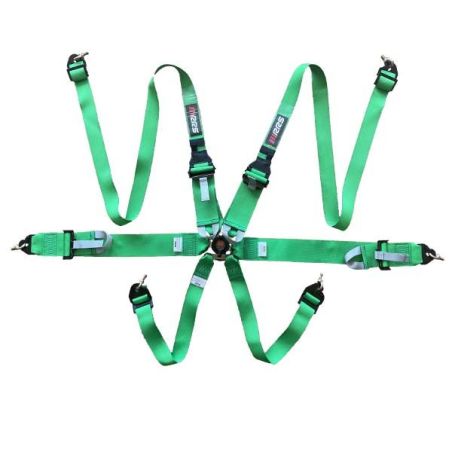 Arnés FIA RRS R6 HANS de 6 puntos verde 2,8 kg FIA 8853-2016