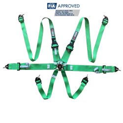 Arnés FIA RRS R6 HANS de 6 puntos verde 2,8 kg FIA 8853-2016