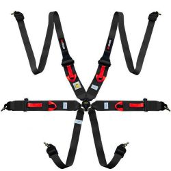 Arnés FIA RRS R6 HANS XL de 6 puntos negro FIA 8853-2016
