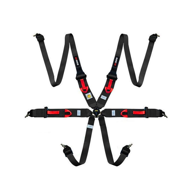 Arnés FIA RRS R6 HANS XL de 6 puntos negro FIA 8853-2016