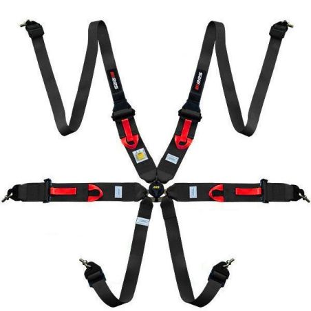 Arnés FIA RRS R6 HANS XL de 6 puntos negro FIA 8853-2016