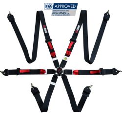 Arnés FIA RRS R6 Light EVO de 6 puntos negro 2,5 kg FIA 8853-2016