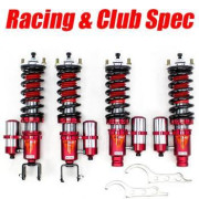 Suspensiones Clubsport & Racing Spec. Lancia Delta EVO. Suspensiones ajustables de cuerpo roscado con especificaciones sport, ajuste de altura y dureza del amortiguador en varios clicks. Idóneas para subidas de montaña, rallyes asfalto, track days en circ