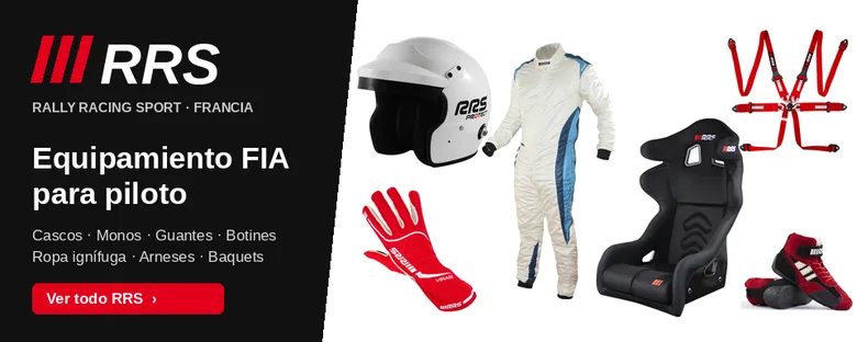 RRS Rally Racing Sport: equipamiento FIA para piloto (cascos, monos, guantes, botines, arneses y baquets)