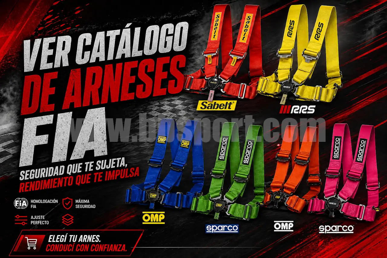 Cinturones y arneses homologados FIA RRS, OMP, Sabelt y Sparco: seguridad y rendimiento en cada competición