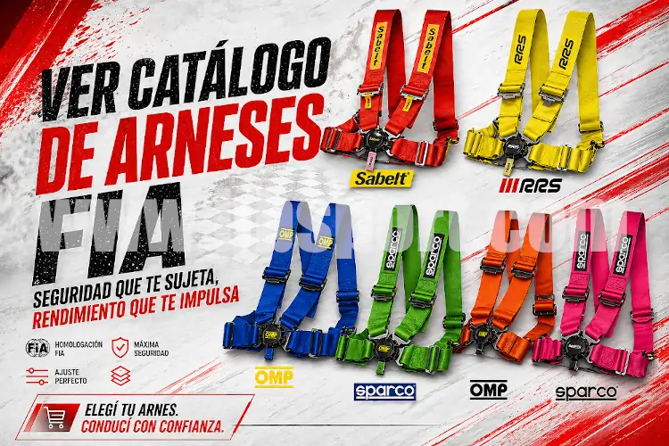 Cinturones y Arneses Homologados FIA: RRS, OMP, Sabelt y Sparco