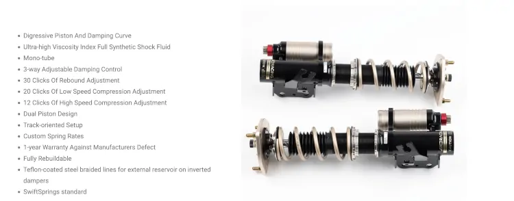 BMW M3 G80 Competition 21+ (AWD) (True Rear coilovers) Suspensiones ajustables 3 vías BC Racing Serie ZX con depósitos width=750
